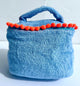 Light blue and Neon orange pom poms