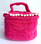 Fuchsia and White pom poms